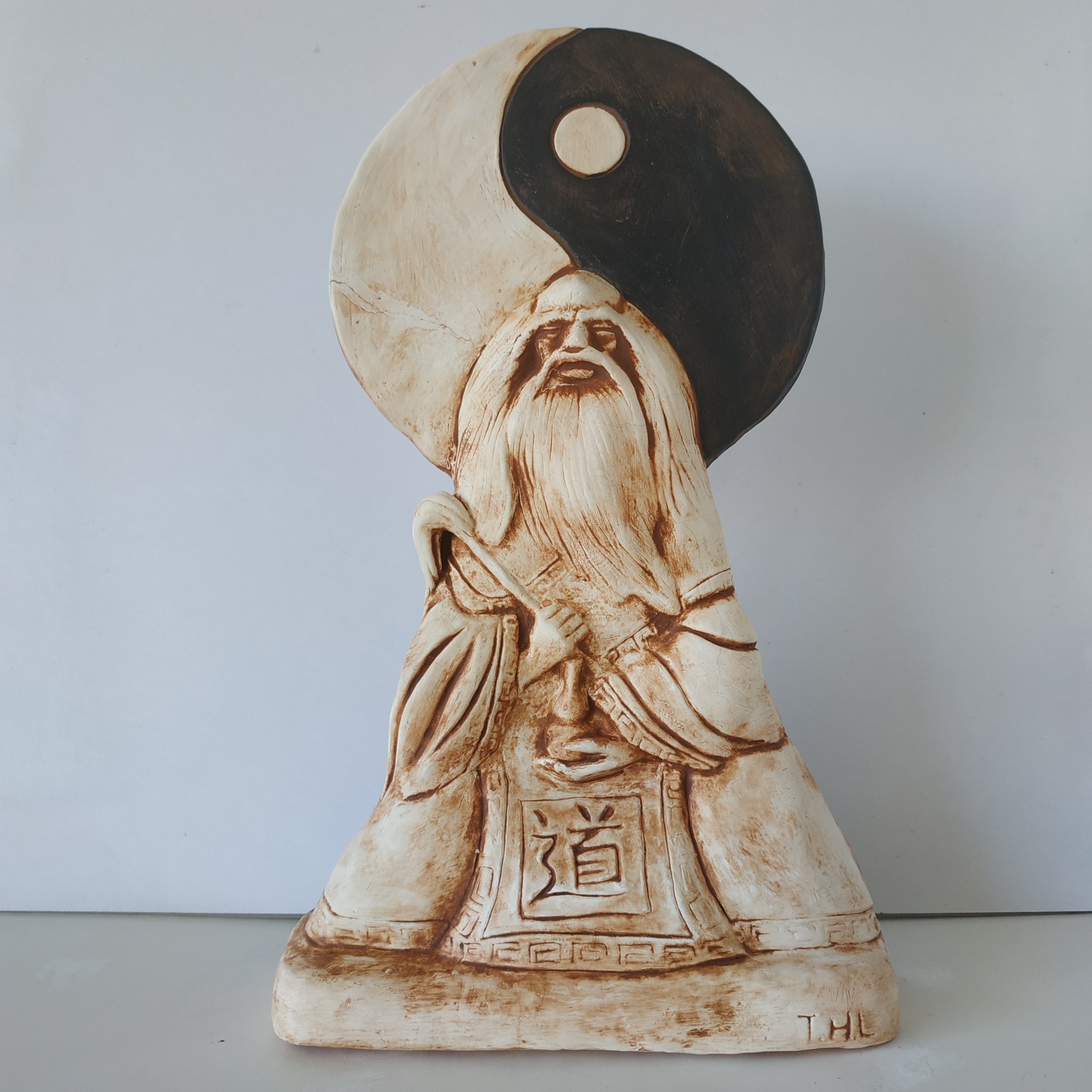 Laotz Daoism Taoism Yin Yang Statue by Artist Ting Hua Liu,13x7
