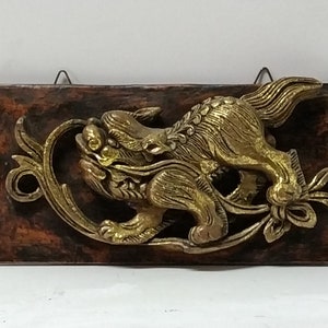 Vintage Japanse Shishimai hout sculptuur, 9,5&quot; x4.75&quot;x2&quot;, Collector stuk