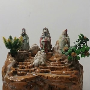 Vintage Chinese Porcelain Fu Lu Shou Gods Of Long Life & Fortune,12&quot;x11&quot;5,Collet