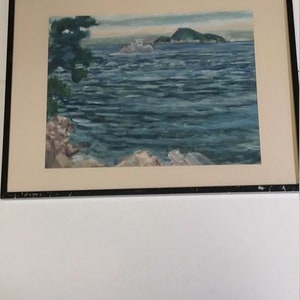 Vintage Japanese Torii Gate Hawaii Island Water Color Painting,24&quot;x18.5&quot;,Collector
