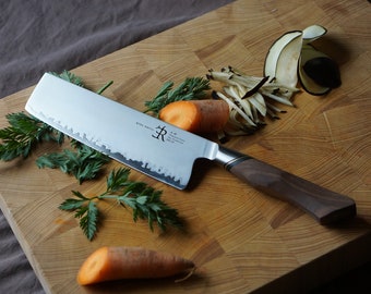A-30 Nakiri Knife, 7 Inch sanmai Vegetable Knife.