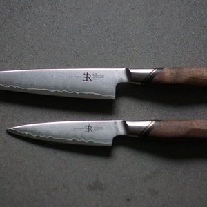 Ryda Knives Paring & Utility Knife Set, Cutting Knife Set, Japanese A-30 Damascus Knife Set, Vegetable Knife, Kitchen Knife.