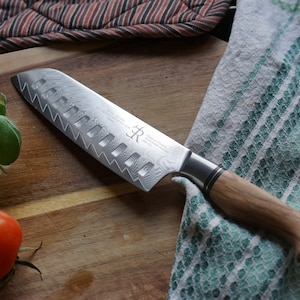 Chef knife, Damascus knife, Handmade knife, Nakiri Knife, Utility knife. 
Olive wood handle. 
kitchen knives, Kitchen knife, gift, Kai knives, Miyabi knives, Global knives, Zwilling chef knife, 5 star knife, Crafted kitchen knives, ST650.