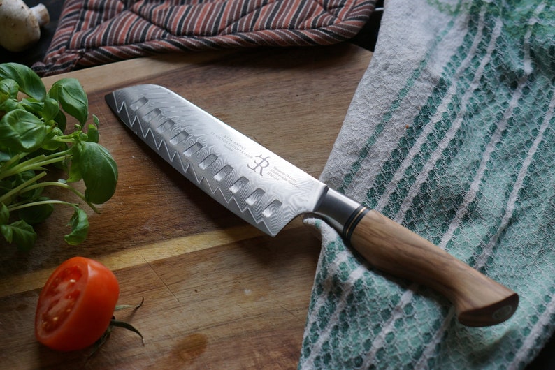 Chef knife, Damascus knife, Handmade knife, Nakiri Knife, Utility knife. 
Olive wood handle. 
kitchen knives, Kitchen knife, gift, Kai knives, Miyabi knives, Global knives, Zwilling chef knife, 5 star knife, Crafted kitchen knives, ST650.