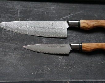 Couteau de chef et couteau tout usage Ryda Knives ST650 série damas