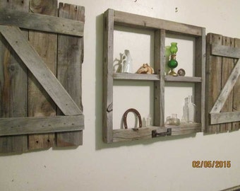 Rustic window frame with shutters