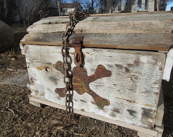 Custom Pirate Treasure Chest: Crossbones, Rustic Wood