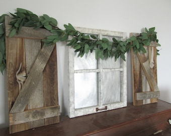 Barn Wood Window Frame Decor: Rustic White Farmhouse Magnet Board