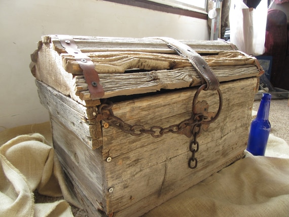 Rustic Wood Treasure Chest: Pirate Prop, Treasure Hunt Decor (21x14x15)