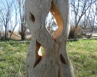 Log sculpture abstract zen garden decor