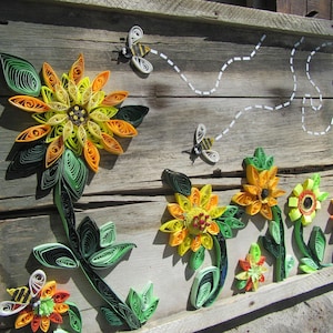 Biene Wandkunst, Papier Quilling Blumen Naturdekor