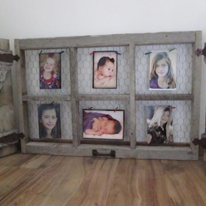 Window frame photo display- table top