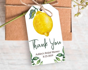 Lemon Favor Tags, Lemon Bridal Shower Favor Tags, Summer Bridal Shower, Thank You Tags, Wedding Shower, Lemon Favors, Baby Shower, Editable