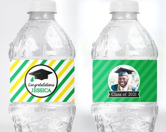 Graduation Party Water Bottle Labels, Editable Graduation Water Bottle Label Template, Printable Class of 2021 Water Labels, Party Favors