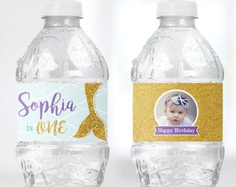 Mermaid Water Bottle Labels, Mermaid Birthday Party Decorations, Under the Sea Party, Mermaid Scales, Printable Labels, Editable Template