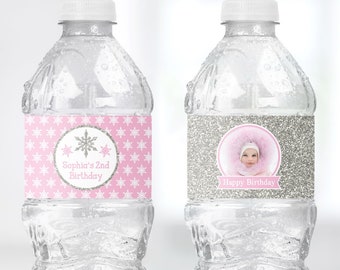 Winter ONEderland Birthday Water Bottle Labels | Editable Template Online | Instant Download