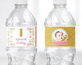 Twinkle Twinkle Little Star Water Bottle Labels, Editable Twinkle Little Star Birthday Water Bottle Label Template, Printable Star Party