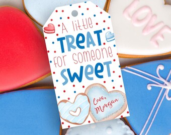 Valentine's Day Gift Tag, Editable Heart Cookies Gift Tag Template, Printable Treat for Someone Sweet Tag, School Valentine Tags, Teacher
