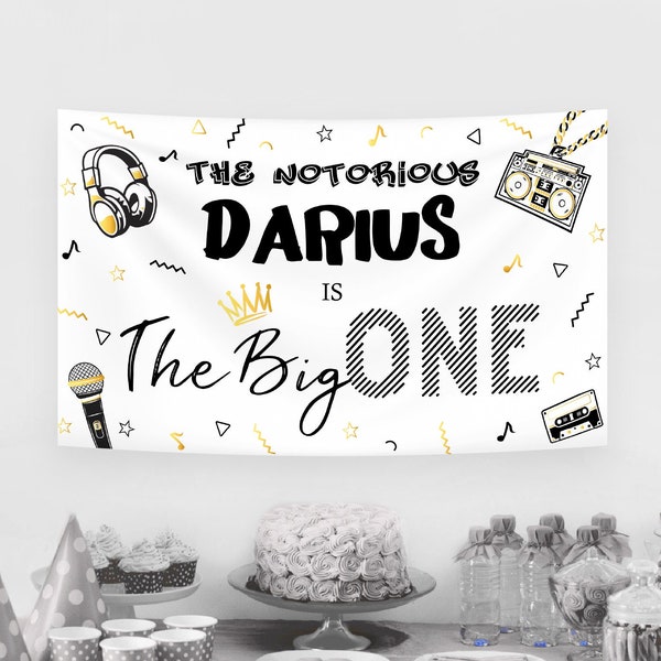 Notorious One Birthday Banner, Editable The Big One Banner Poster, Printable Hip Hop Backdrop, Boy First Birthday Party Decorations