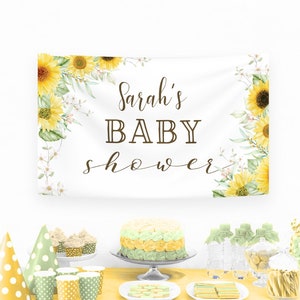 Sunflower Baby Shower Banner: Editable Boho Backdrop (Digital Download)