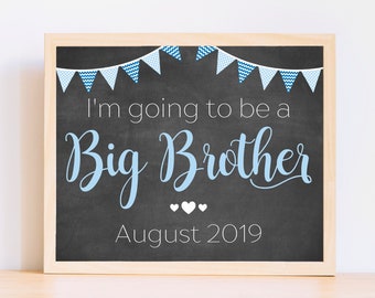 I'm Going to be a Big Brother Baby Announcement Sign | Editable Template Online | Instant Download