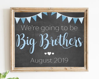 We're Going to be Big Brothers Baby Announcement Sign | Editable Template Online | Instant Download