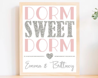 Personalized Dorm Decor, Dorm Room Sign, Dorm Sweet Dorm Sign, Editable and Printable Blush Pink Sign, College Dorm Sign, Custom Sign