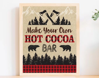 Lumberjack Hot Cocoa Bar Party Sign, Lumberjack Boy Birthday Party Decorations, Lumberjack Party, Printable Sign, Hot Chocolate, Instant