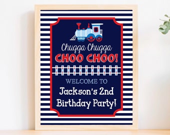 Train Birthday Party Sign, Editable Train Welcome Sign, Printable Train Birthday Sign, Chugga Choo Choo Sign, Boy Birthday Party Decorations