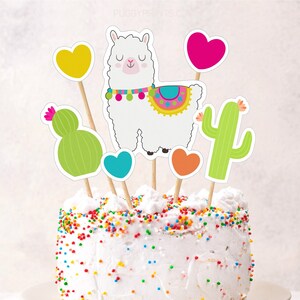 Llama Birthday Cake Topper, Printable Llama Birthday Centerpieces ...