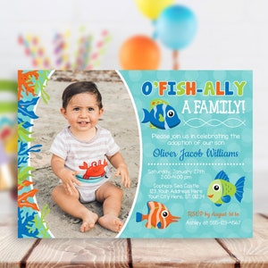 Under the Sea Adoption Party Invitation, Editable O-Fish-ally Family Adoption Announcement Template, It's O-Fish-al Adoption Invites