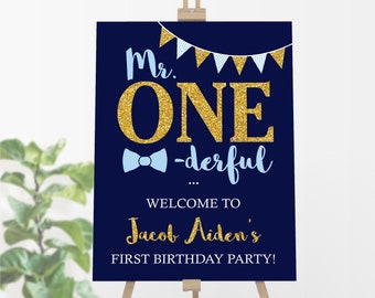 Mr. ONEderful Birthday Welcome Poster: First Birthday Party Decor (Digital Download)