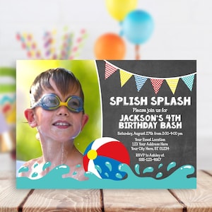 Beach Ball Birthday Invitation: Editable Pool Party Invite (Digital)