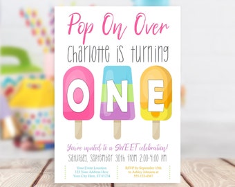 Popsicle 1st Birthday Invitation: Editable Summer Party (Digital Download)