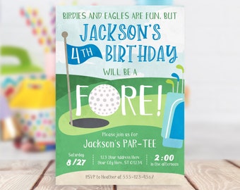 Golf 4th Birthday Invitation: Editable Template (Digital Download)