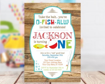 Fishing Birthday Invitation, Editable Fishing Invitation Template, Printable Fisherman First Birthday Party, O Fish Ally One,  1st Birthday