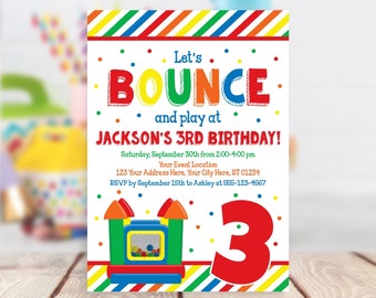 Bounce House Birthday Invitation, Editable Bouncy House Party Invitation Template, Kids Birthday Invitations, Play Jump Party Invites