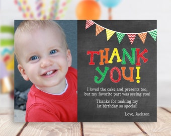First Birthday Thank You Card, Editable Chalkboard Thank You Card Template, Printable 1st Birthday Thank You Notes, Fiesta Birthday Party