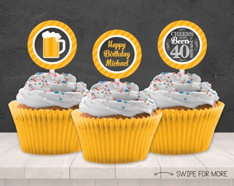 beer cupcake toppers etsy