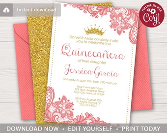 quinceanera invitation template etsy