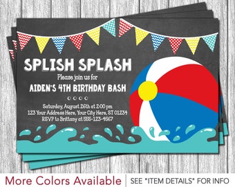 beach ball invitation beach ball birthday party invitation etsy