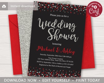 red black invitation etsy