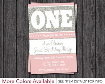 princess first birthday invitation pink and silver 1st etsy