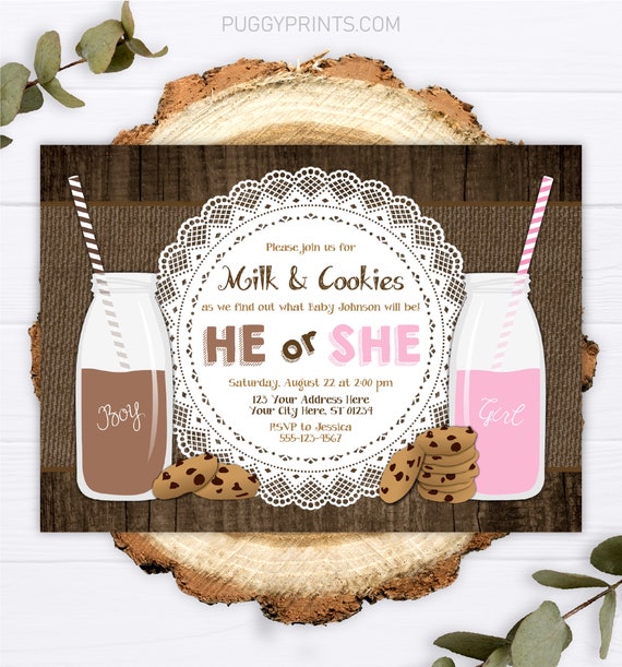 Milk And Cookies Gender Reveal Invitation Editable He Or She Etsy De Milk And Cookies Gender Reveal Invitation Editable He Or She Etsy De