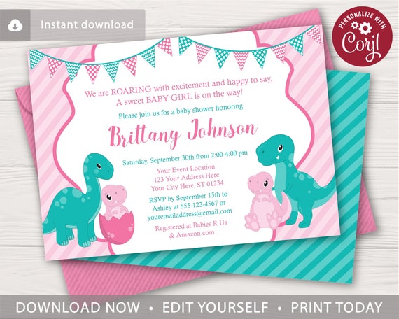 Dinosaur Boy or girl Shower Invitation in just Red and Pool Blue photo regarding Free Printable Dinosaur Baby Shower Invitations called Dinosaur Youngster Shower Invitation inside Purple and Pool Blue