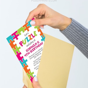 Puzzle Birthday Invitation, Editable Puzzle Invitation, Puzzle Party, Girl Birthday Party ...