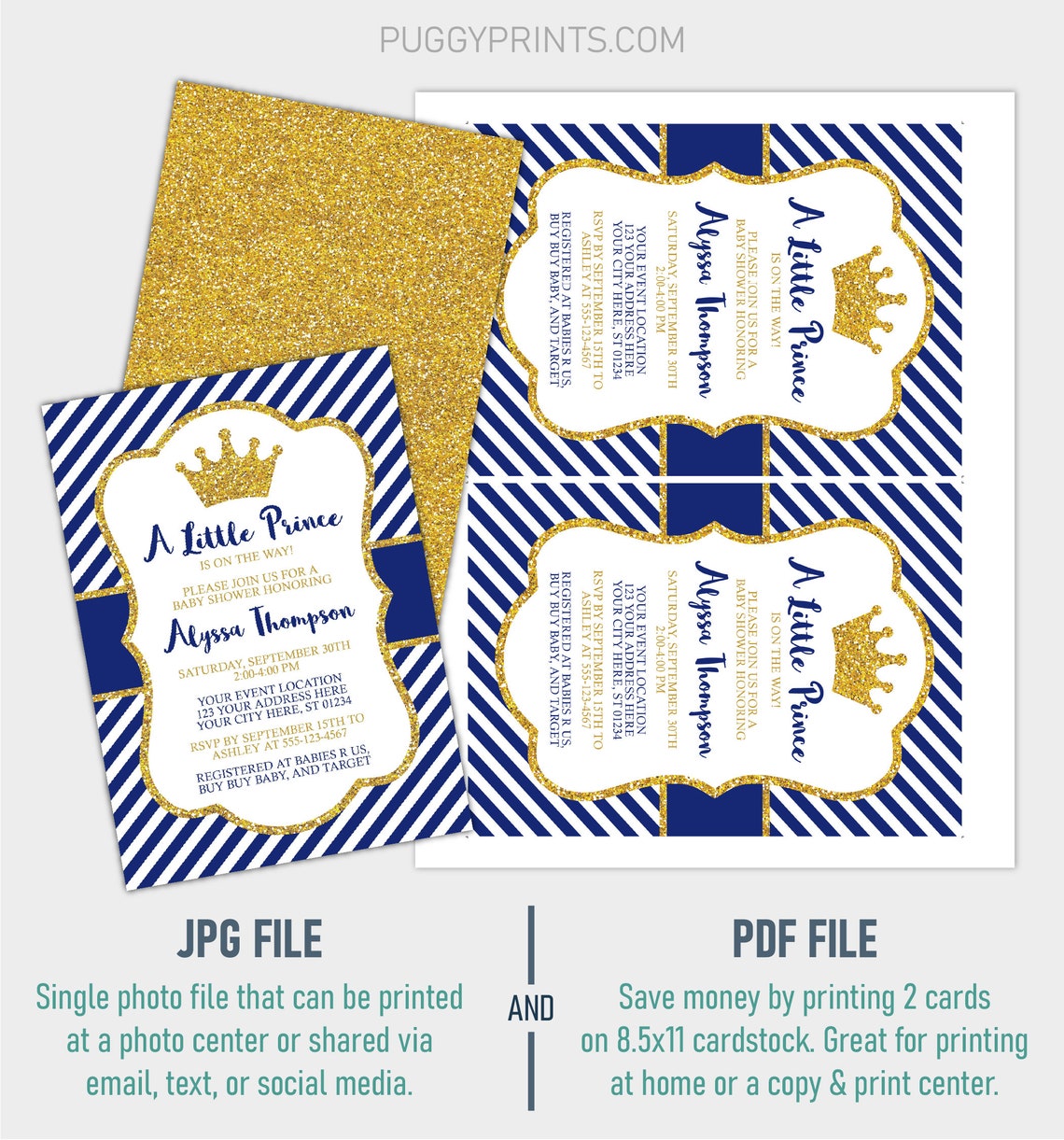 Prince Baby Shower Invitation Editable Template Online Etsy