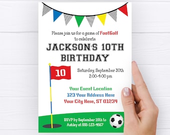 FootGolf Birthday Invitation | Soccer Golf | Editable Template Online | Instant Download
