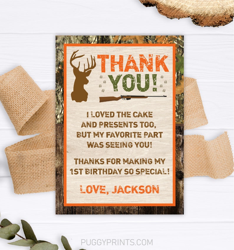 Deer Hunting Birthday Thank You Card Deer Hunting Thank You - Etsy
