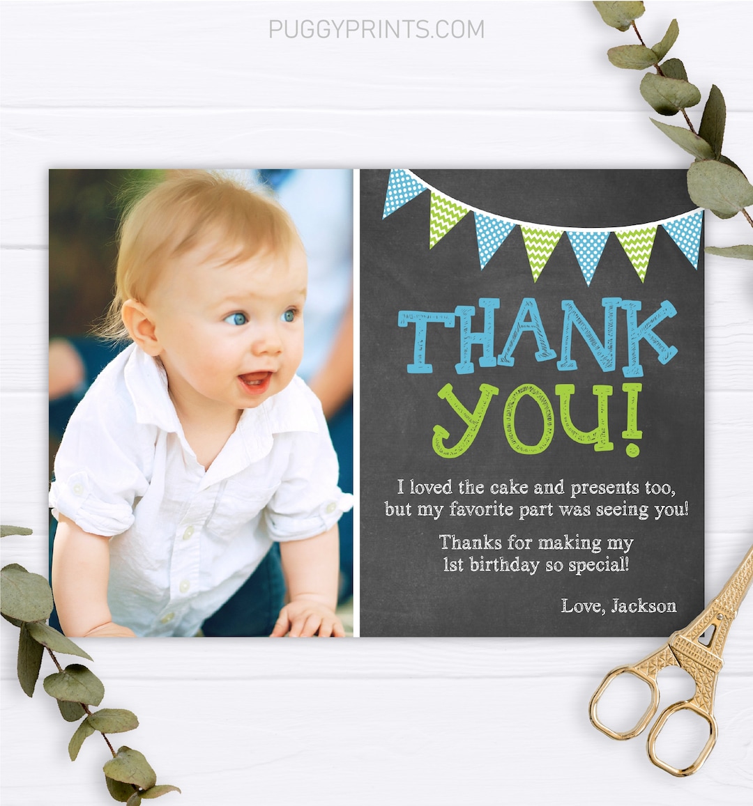 First Birthday Thank You Card With Photo Editable Template Online first-birthday-thank-you-card-with-photo-editable-template-online